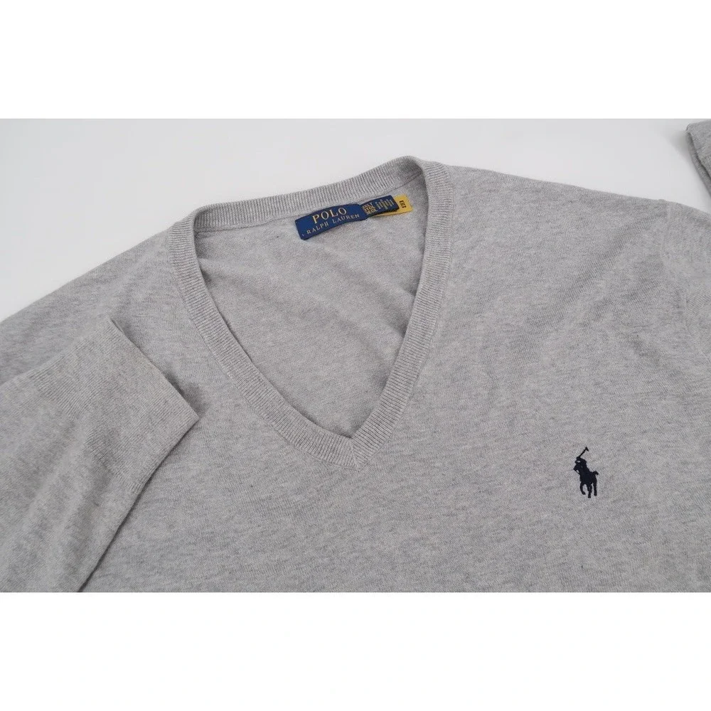 Polo Ralph Lauren Men's 3XLT Tall Gray Lightweight Knit Sweater V-Neck Pullover - Picture 1 of 11